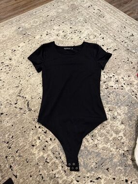 Abercrombie & Fitch Black Short Sleeve Snap-Front Bodysuit